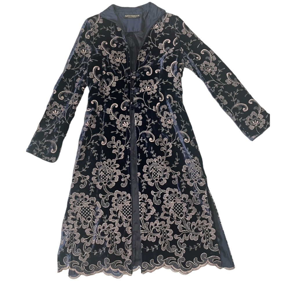 FAVOURBROOK | Royal Blue Silk Velvet Westminster Coat | Size 8